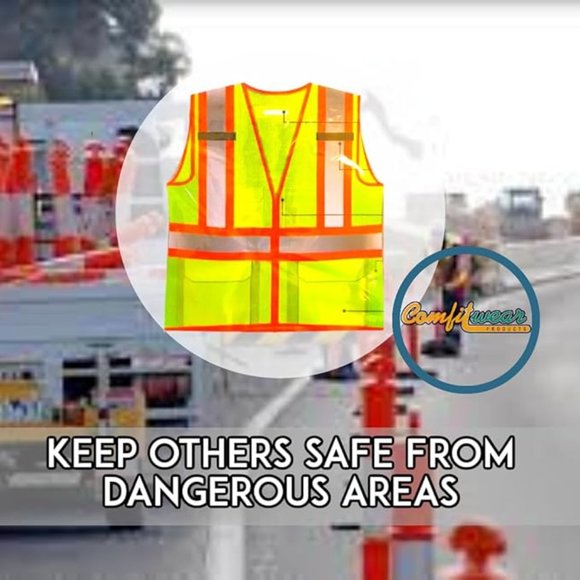 COMFITWEAR High Visibility Safety Vests for Construction,Work (12,X-LARGE) - Picture 3 of 4